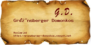 Grünsberger Domonkos névjegykártya